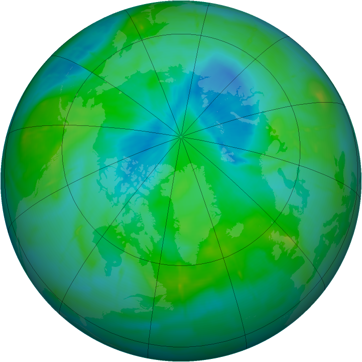 Arctic ozone map for 25 August 2009